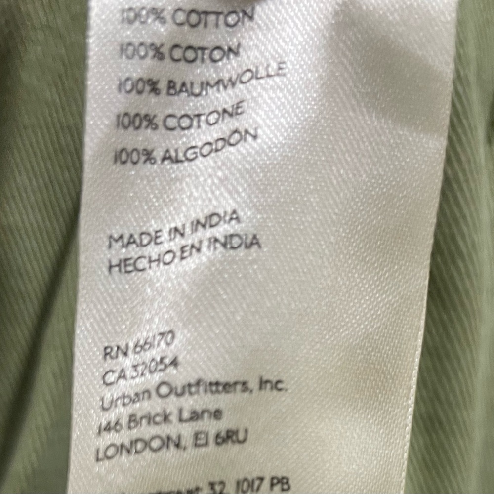 Free People Katrina Bed Jacket Khaki Moss Green Cotton Tie Front Size Small - Picture 8 of 8
